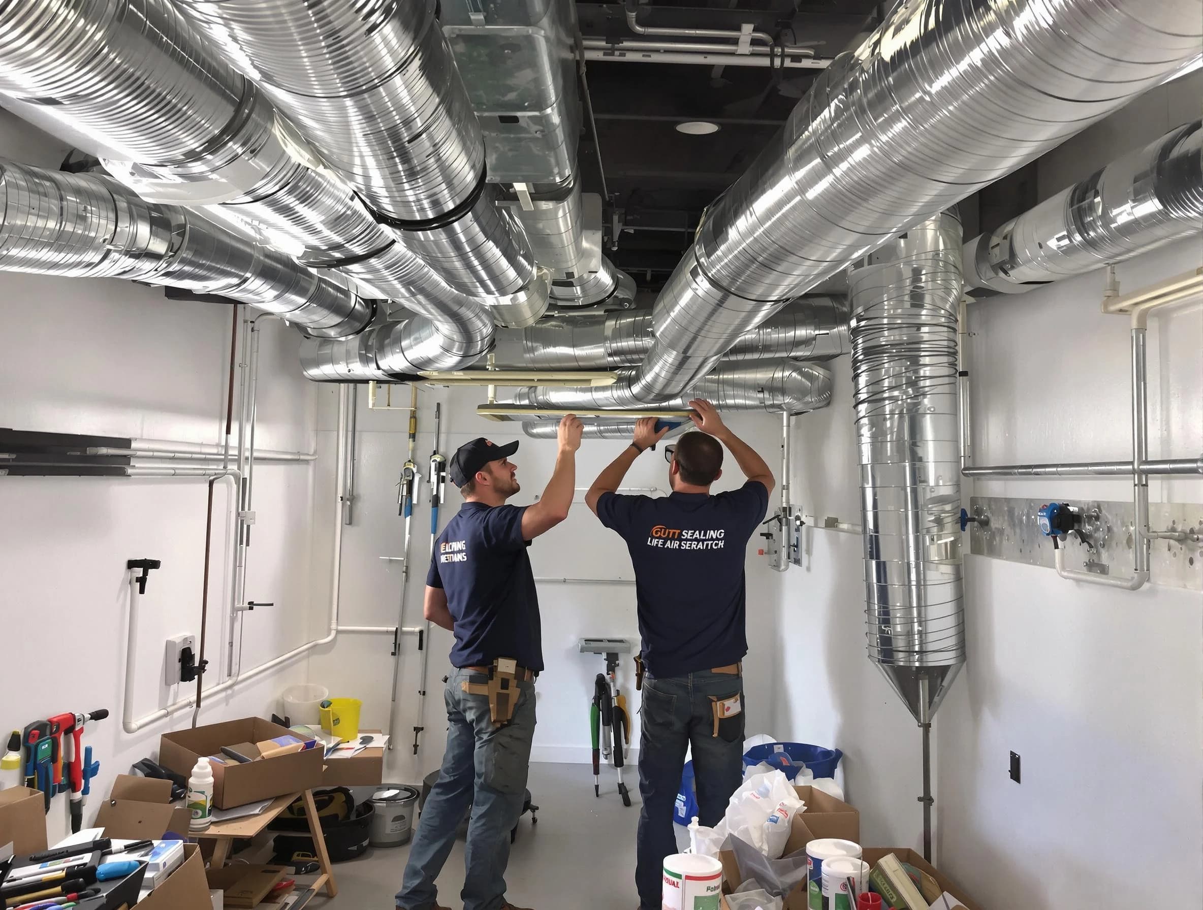 Fontana Air Duct Cleaning technician applying professional duct sealing solutions in Fontana