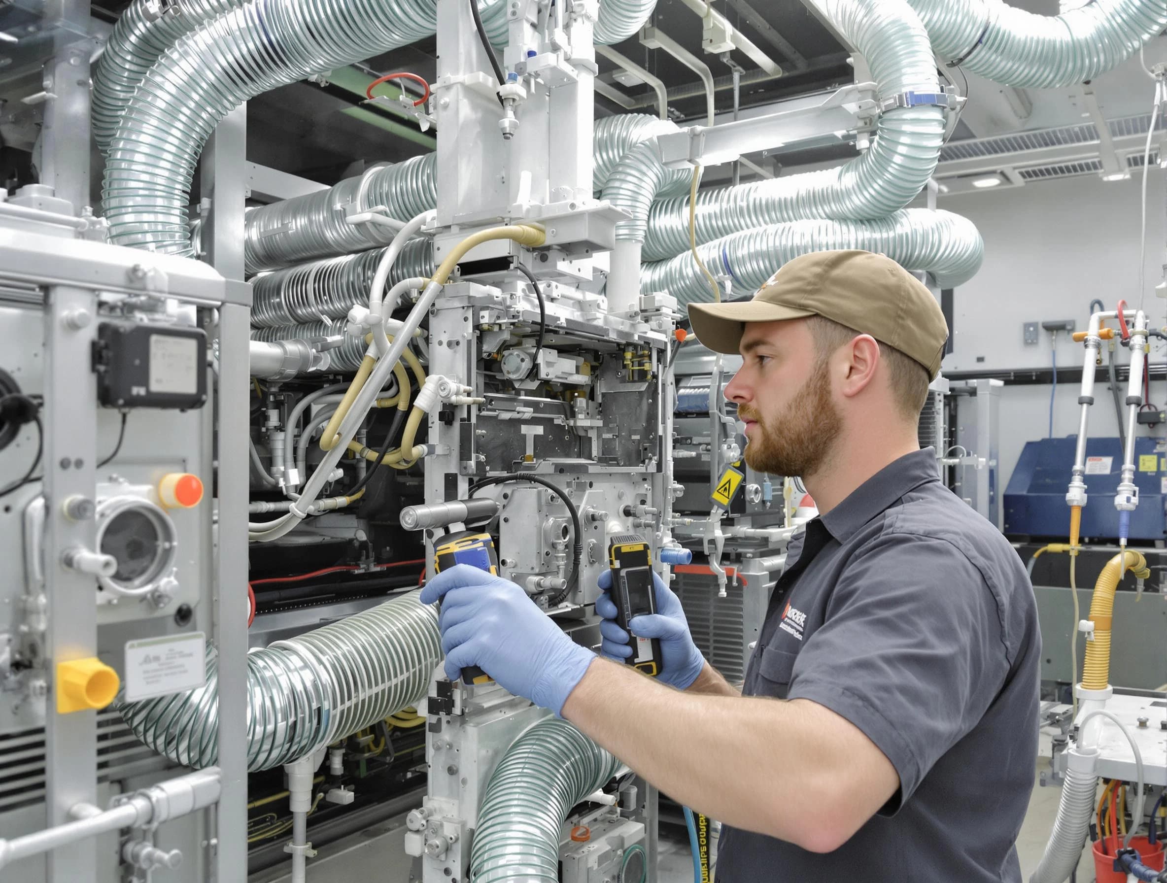 Fontana Air Duct Cleaning technician performing precision commercial coil cleaning at a business facility in Fontana