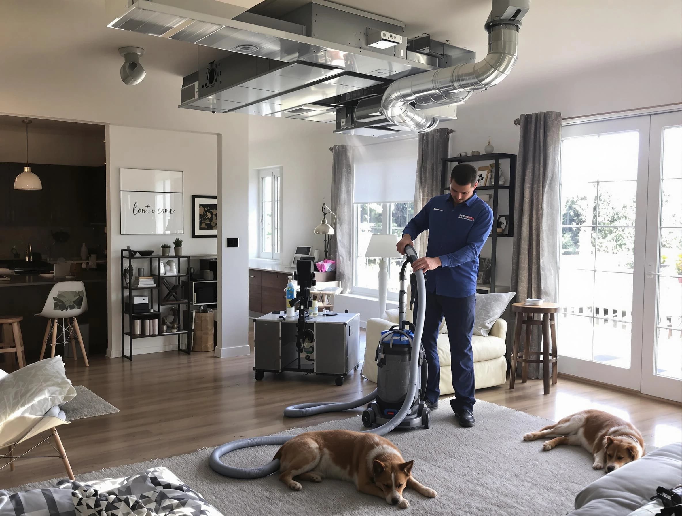 Fontana Air Duct Cleaning technician performing detailed indoor duct cleaning for improved air quality in Fontana